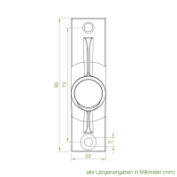 Geiger Gelenklager 45°- G023 | Grundplatte 22 x 85 mm | Kurbelzapfen 9,9 mm | 6 mm Vierkant - Länge 300 mm