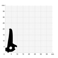 Zeichnung des Dichtungsprofils der Mitteldichtung MI306 für Fenster.